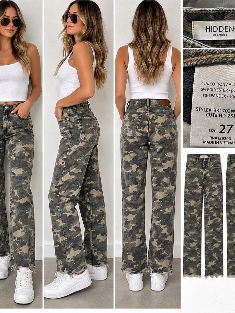 HIDDEN Camo Wide Leg Jeans Waist 27